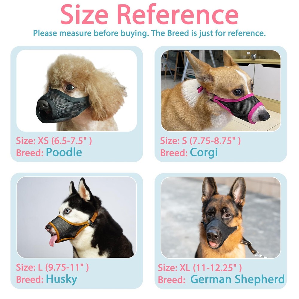 Dog Muzzle Mesh Dog Muzzle for Large Medium Small Dogs Soft Muzzles for Bitin...