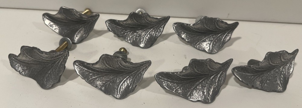 Vintage silver leaf drawer knobs set of 7