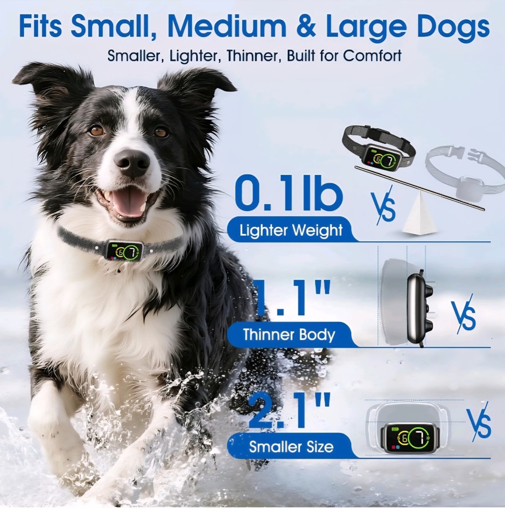 Smart Anti-Bark Dog Collar – Adjustable, Waterproof, Safe Training + USB-C Cable