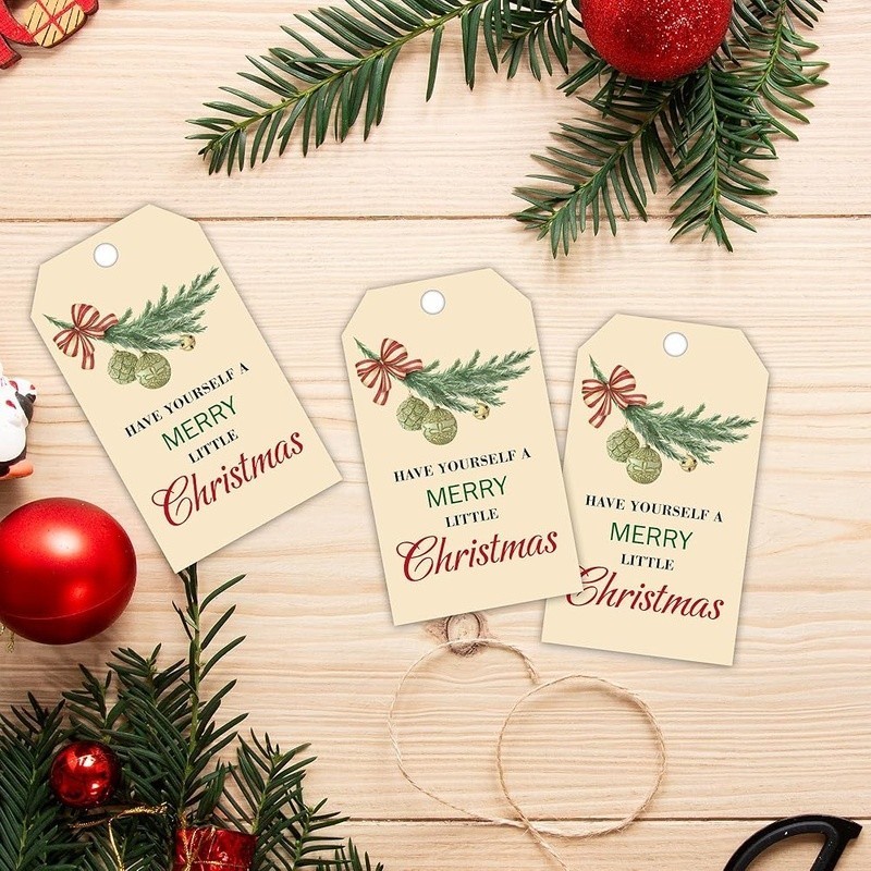 Christmas Gift Tags Classic Design Blank Space Customization Durable Paper US