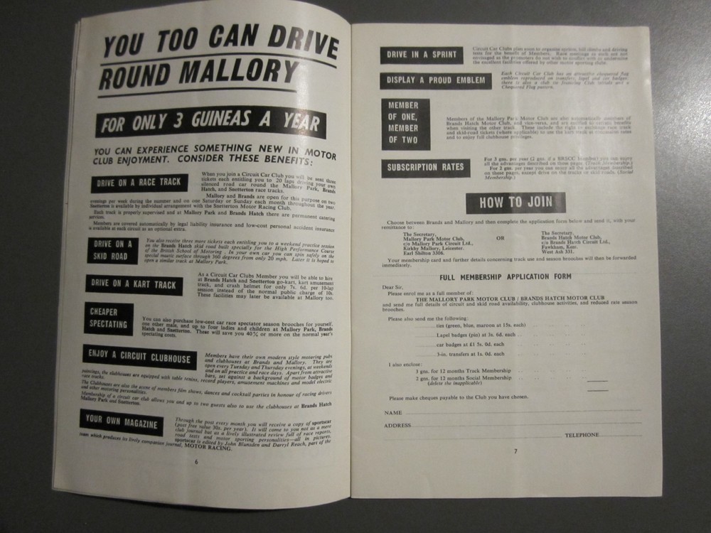BRSCC Mallory Park Easter Monday 30 March 1964 programme