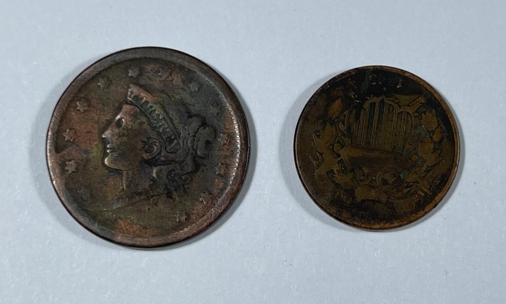 1838 Large 1C & 1865 2C (#21251) Both low grade