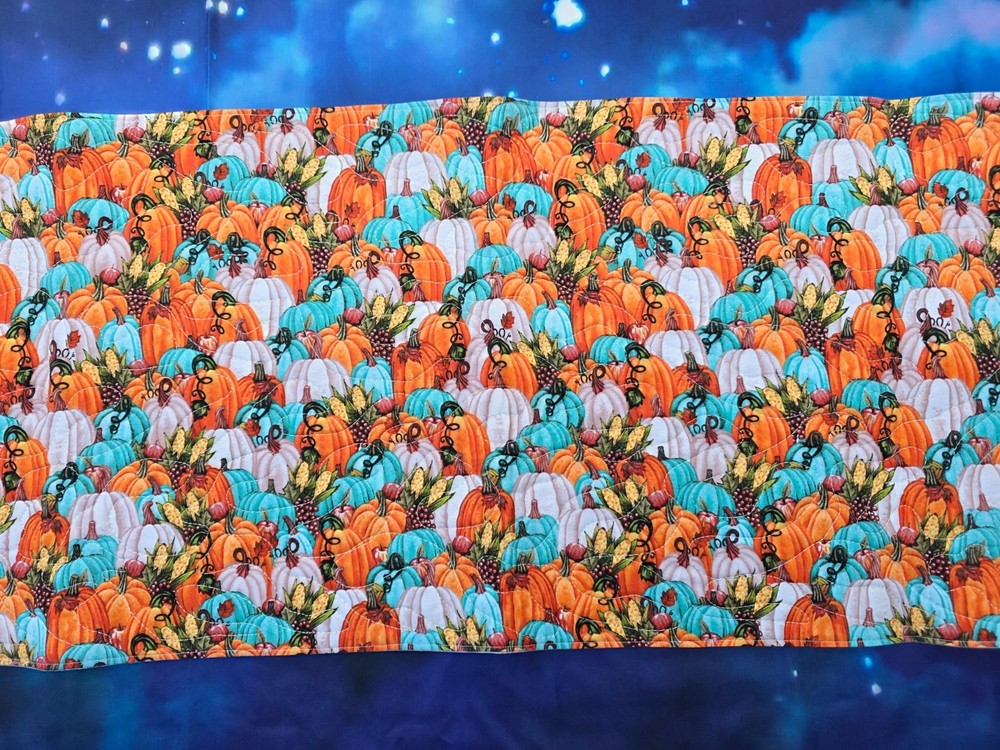 Handmade Quilted Table Runner Fall pumpkins Thanksgiving Corn grapes Autumn