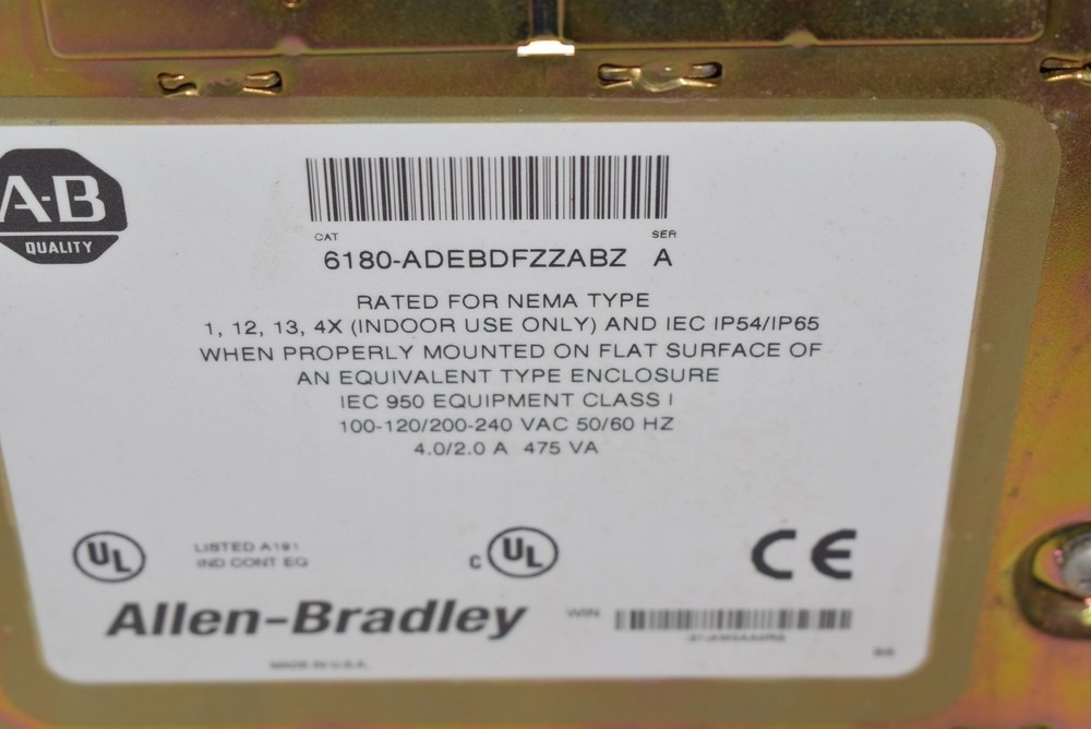 Allen Bradley 6180-ADEBDFZZABZ Ser. A PLC Integrated Display Computers Keypad