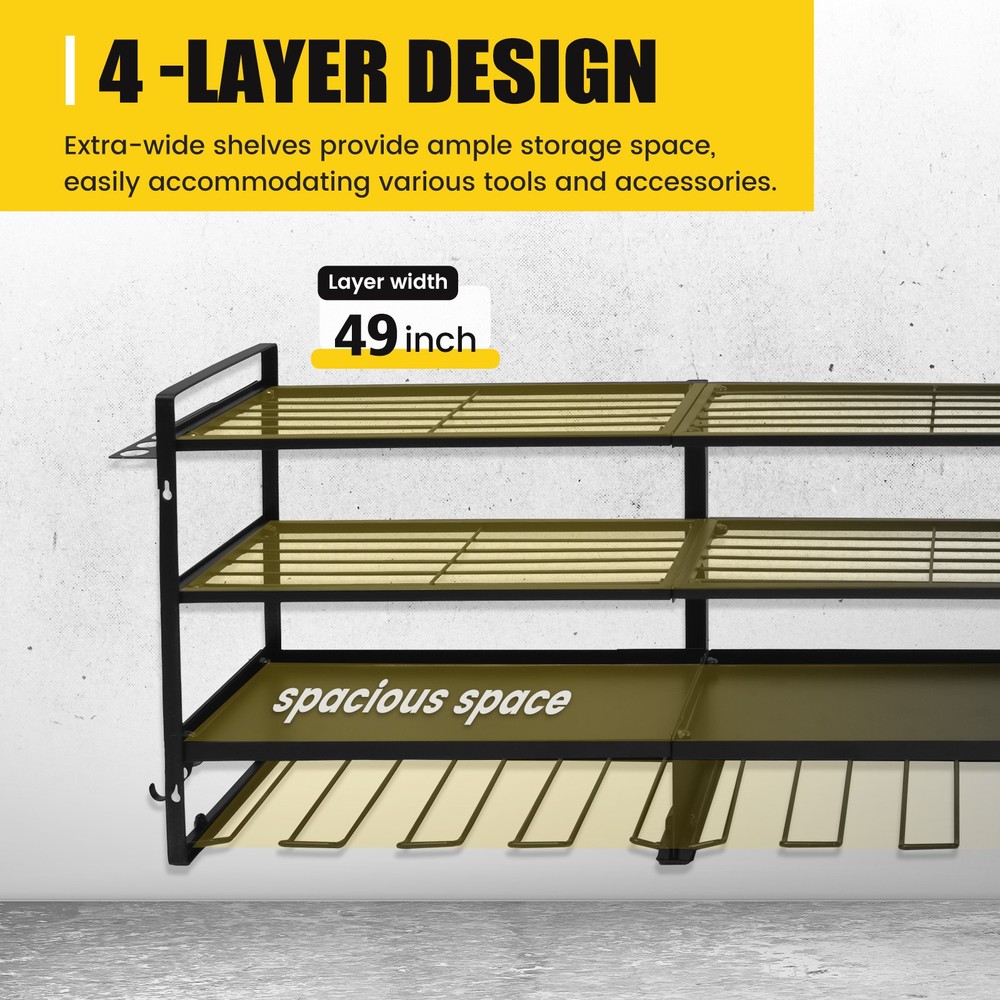 Power Tool Organizer Wall Mount - 600Lbs Load 4 Layer Storage Rack with 12 Drill