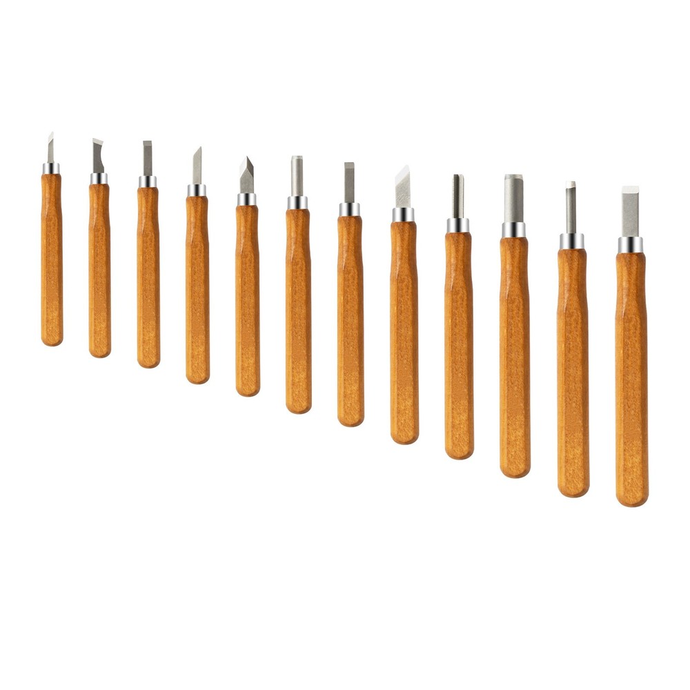 12Pcs Professional Wood Carving Hand Chisel Tool Set Woodworking Gouges Steel