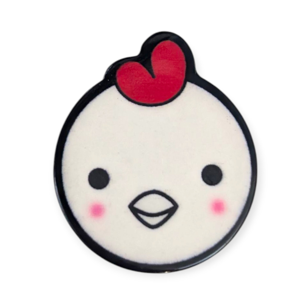 Animal Tiny Lapel Pin: Blushing Chicken