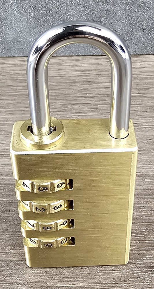 Vtg Brinks brass 4 dial combination weather resistant solid padlock