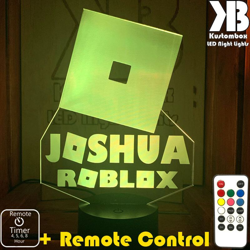 ROBLOX LOGO 3D PERSONALISED NAME LED NIGHT LIGHT 7 COLOURS + REMOTE CONTROL