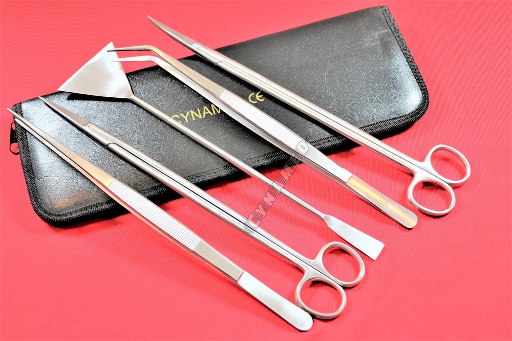 GERMAN FISH AQUARIUM CLEANING KIT STAINLESS 5PCS WITH POUCH BASIC TOOLS