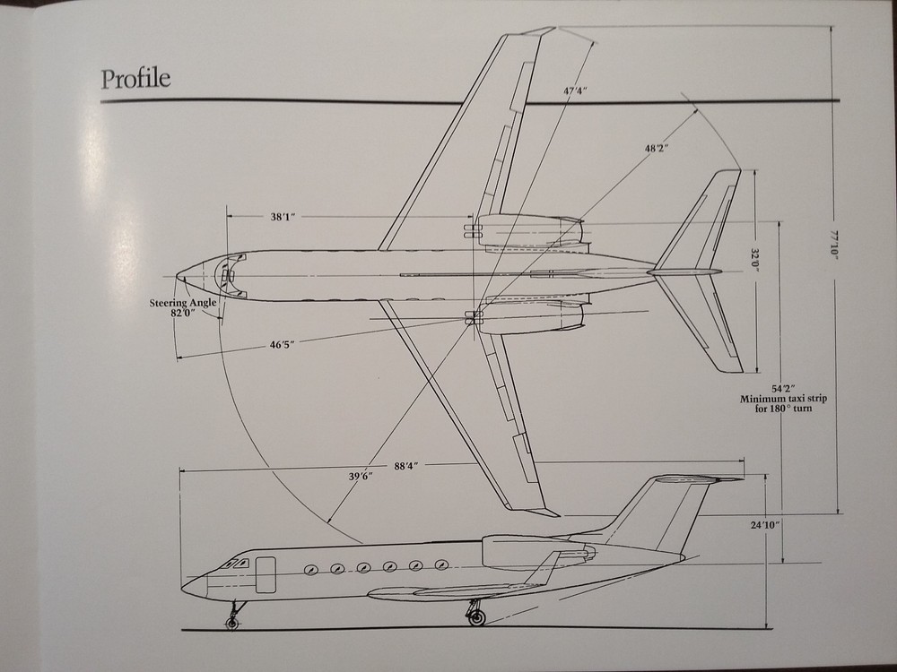 Original Technical data for Gulfstream IV Sales Brochure, 4 page, 8 x 11"