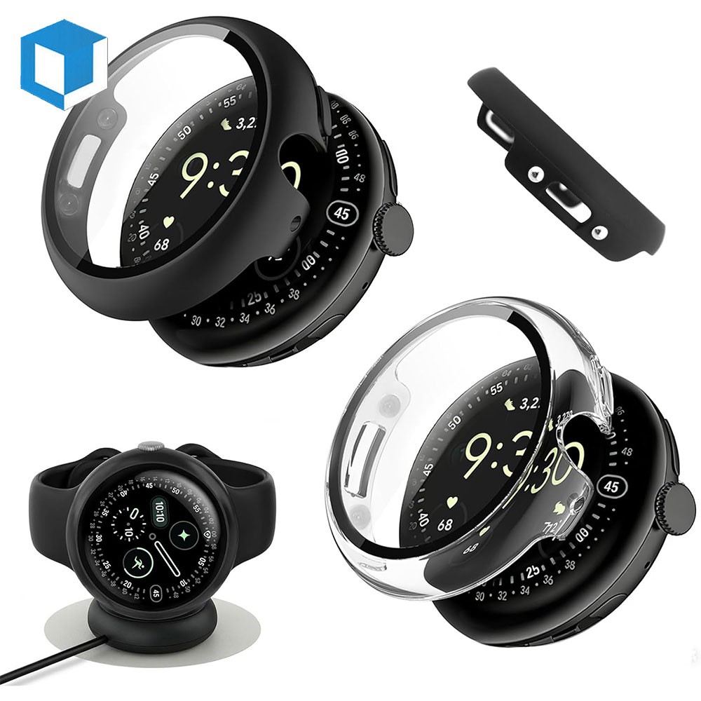 2PCS For Google Pixel Watch 4 45/41mm Hard PC Case Tempered Glass Screen Protect