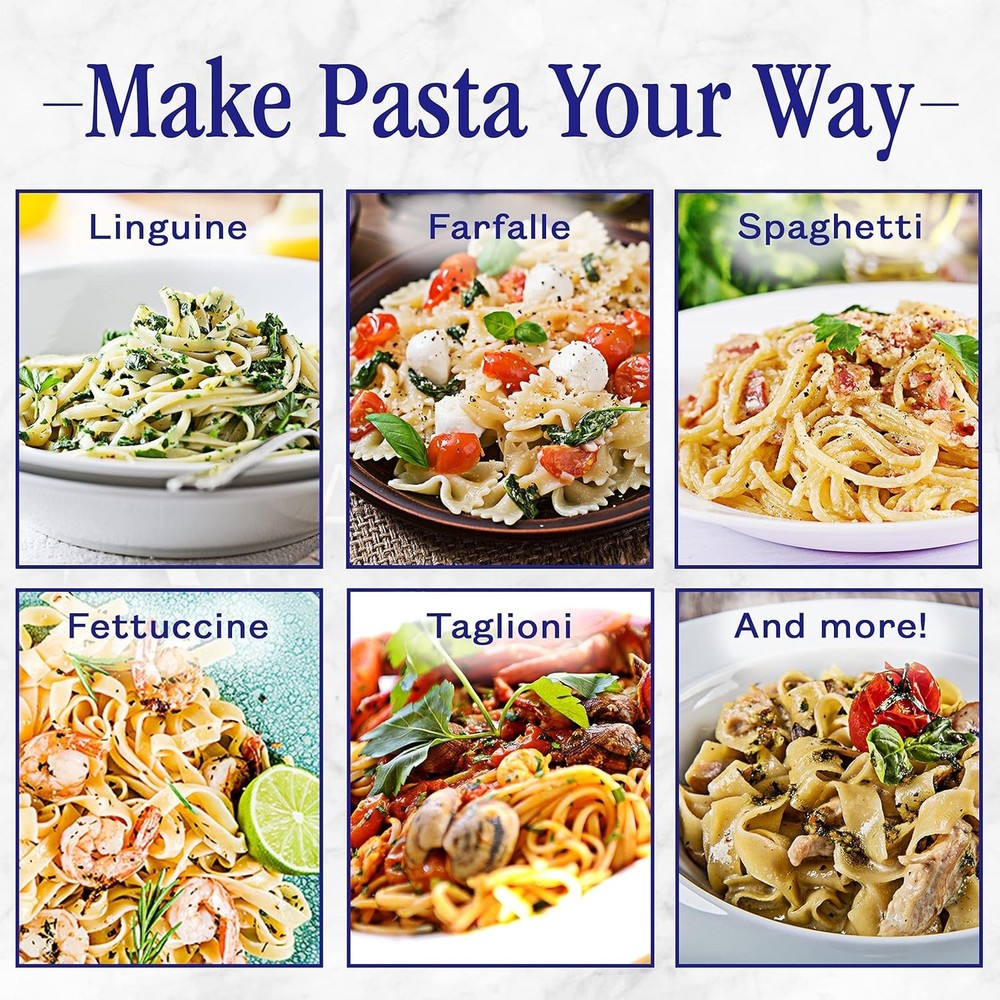 Luxury Pasta Maker - 7 Adjustable Thickness Settings & 2 Cutting Attachments