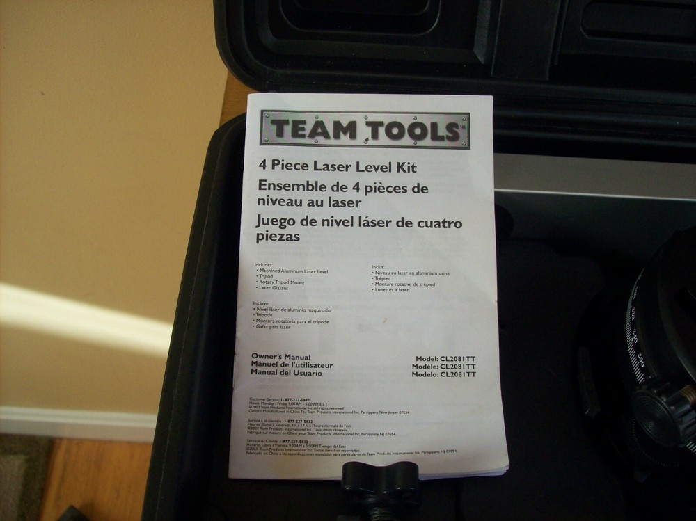 Team Tools 4 Piece Laser Level Kit. NEVER USED.