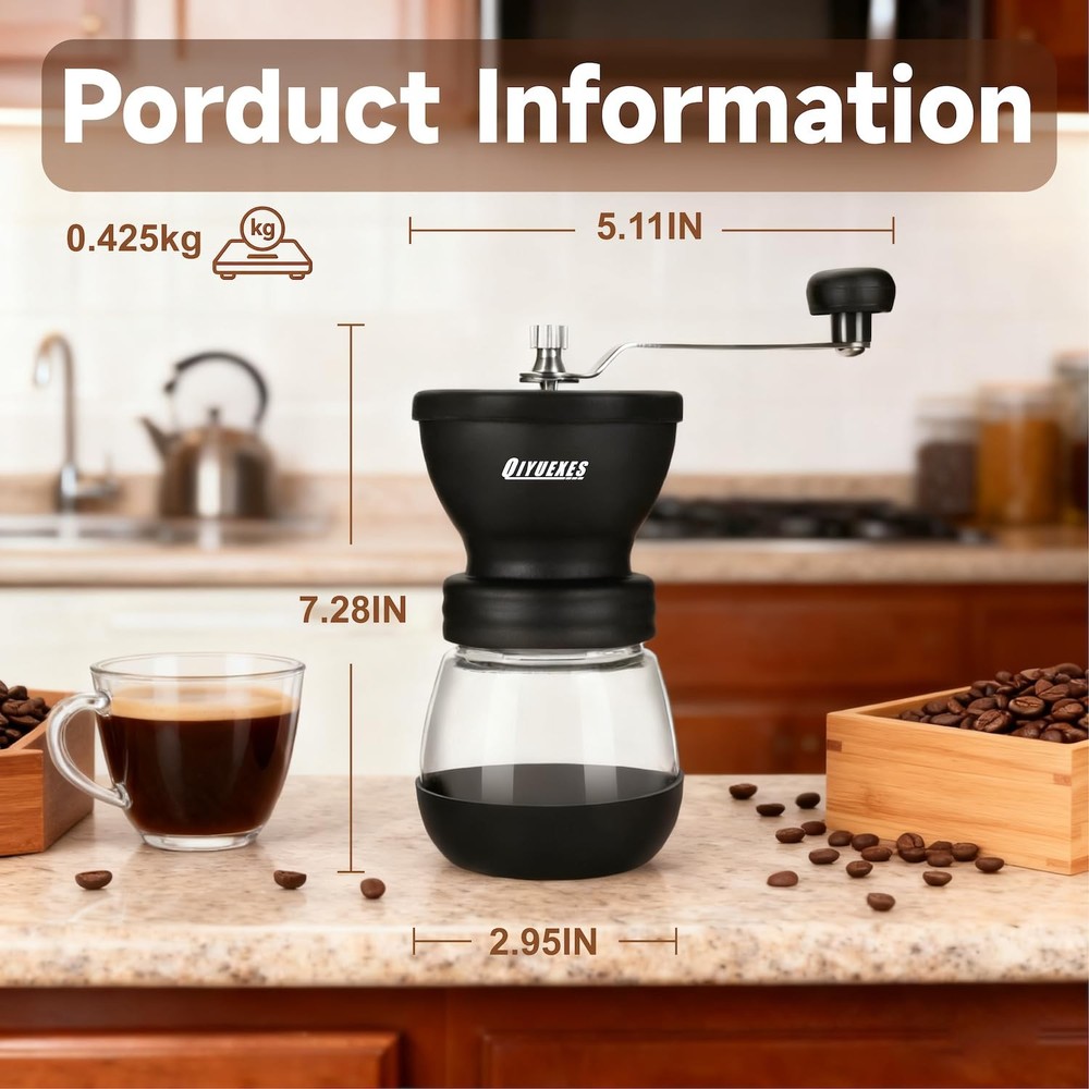 Manual Coffee Grinder 48 Adjustable Settings, 80g Large Capacity, Conical Bur...