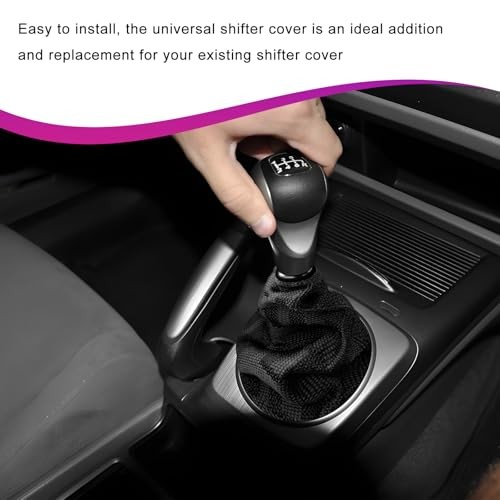 Car Shift Boot Cover, Waterproof Fabric Manual/Automatic Shift Knob Boot Black