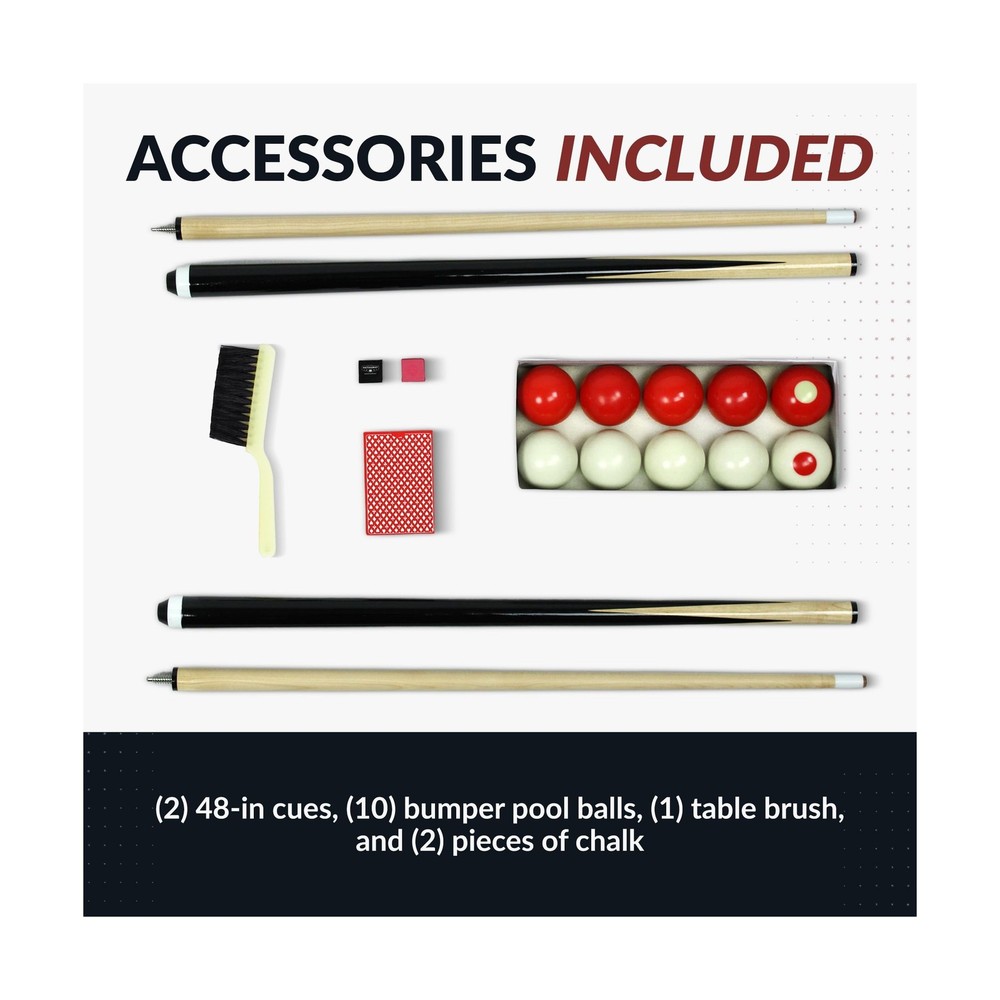 54-in Bumper Pool Table with Reversible Dining Table Top & Ball Return System