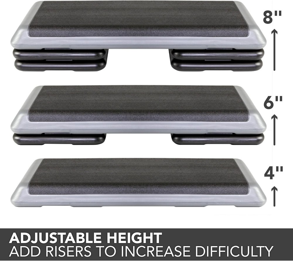 Durable Step Exercise Platform with 4 Height Options for Customizable Workouts