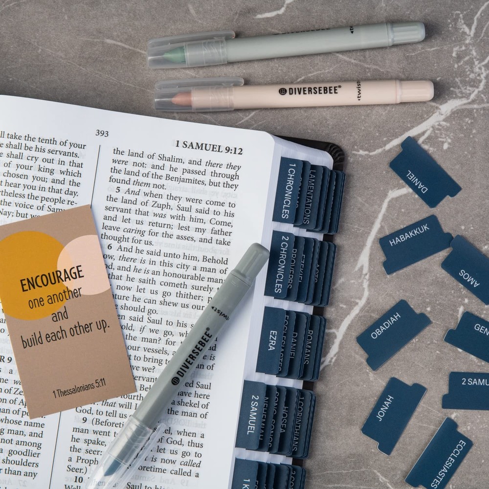Laminated Bible Tabs - Easy Apply Large Print Index Tabs for Study Journaling