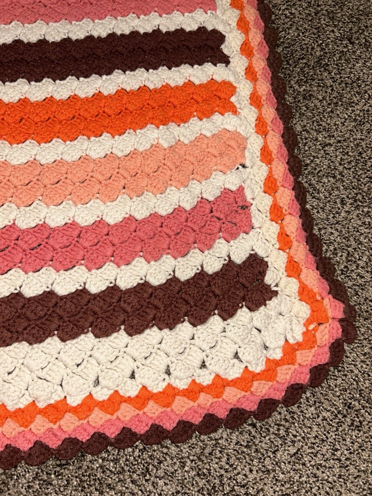 vintage afghan blanket 44 X 70