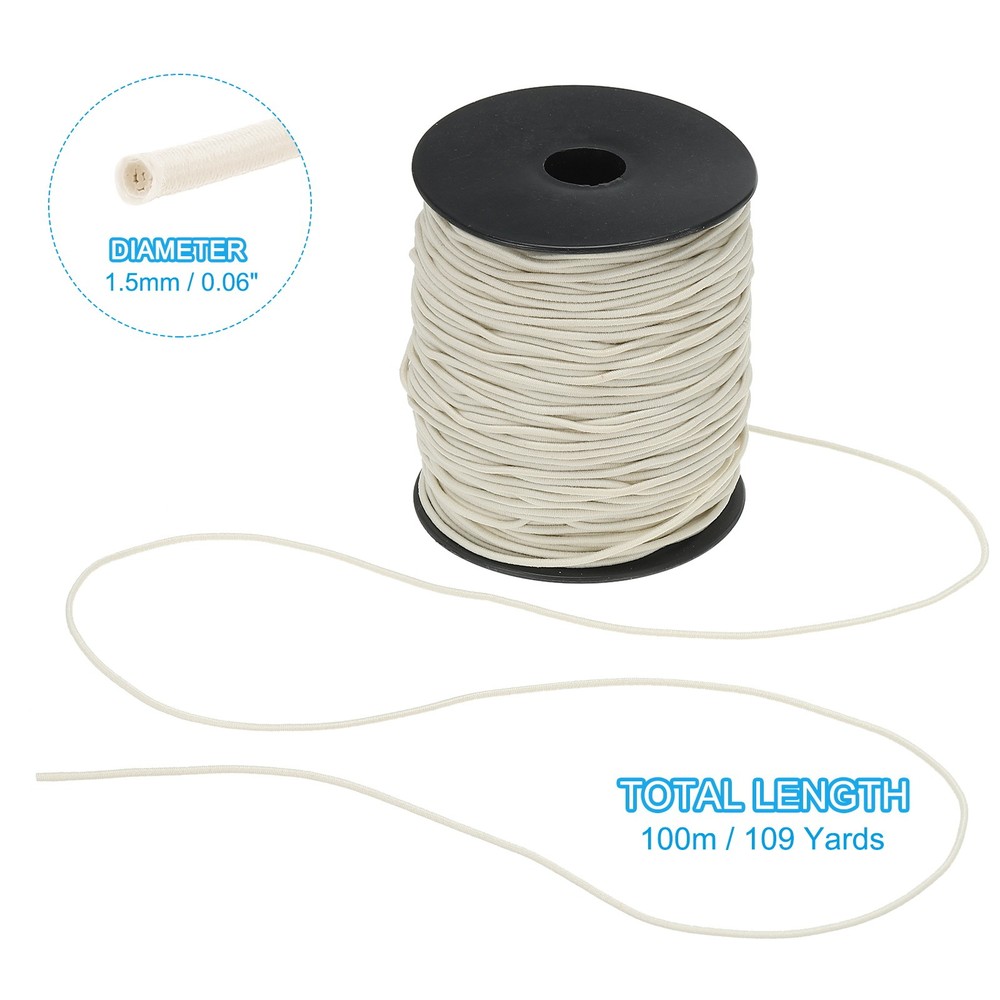 Elastic Cord, 1.5mm Stretchy Elastic String 100 Yards Beige