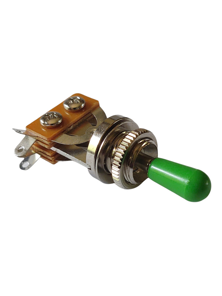 Import Metric 3-way Open Frame Electric Guitar Switch Chrome with Green Tip