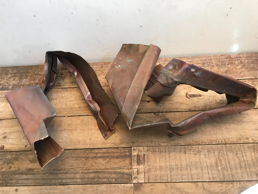 2 Sheet Copper Planter Garden Pot Air Plant Patina Verdigris Bent Mangled (B)