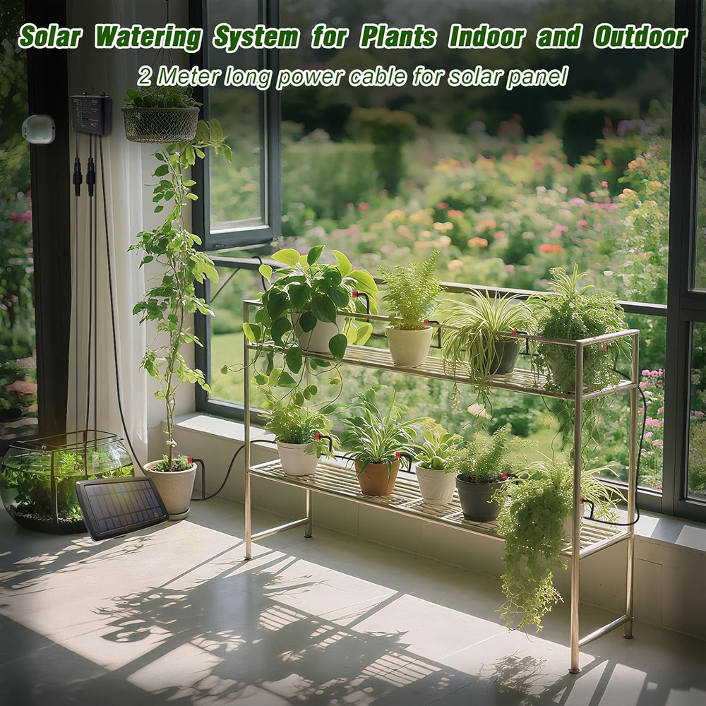 Solar Automatic Drip Irrigation Kit System, 12 Timer Settings Garden Irrigation