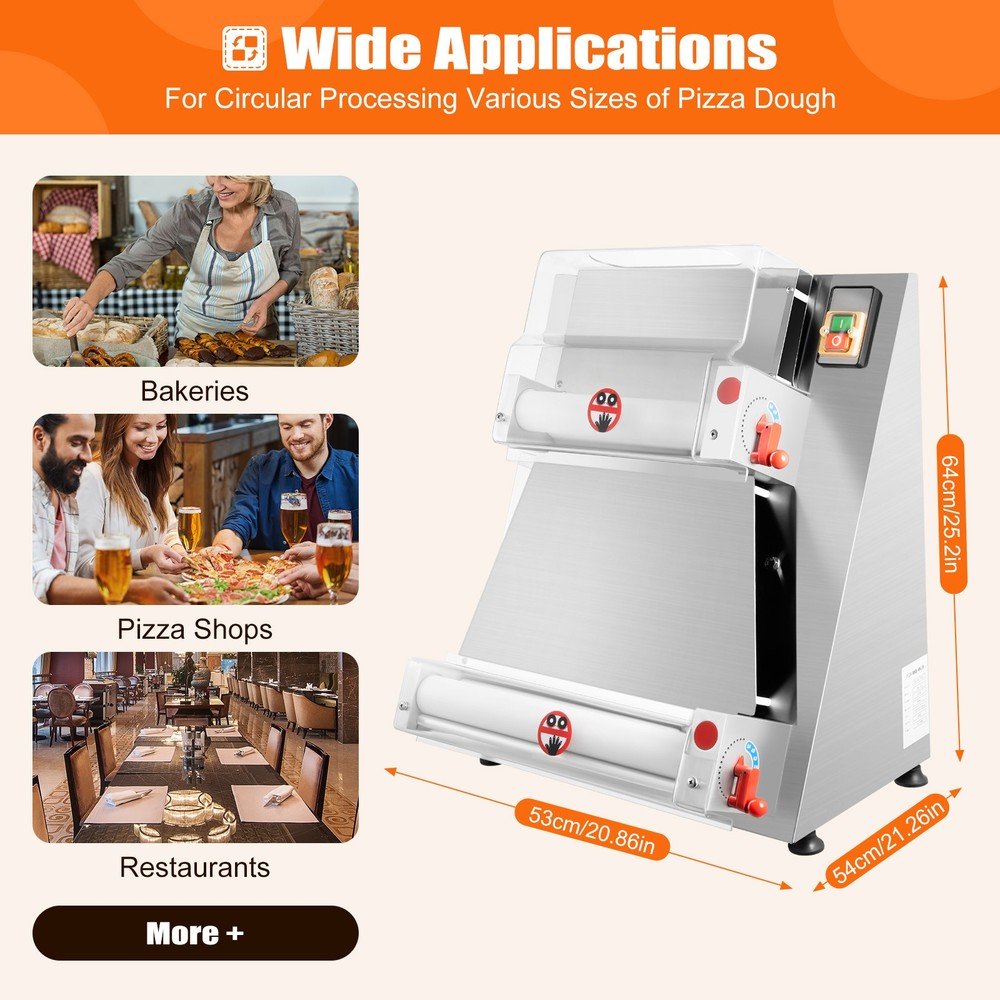 Electric Dough Roller Sheeter Pastry Pizza Maker Press Making Machine 110V
