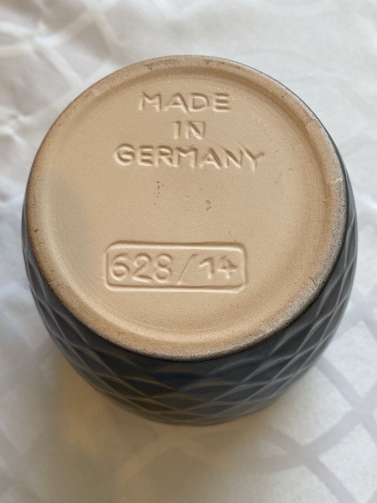 Pottery Planter Dark Grey Made In Germany 6 Inch