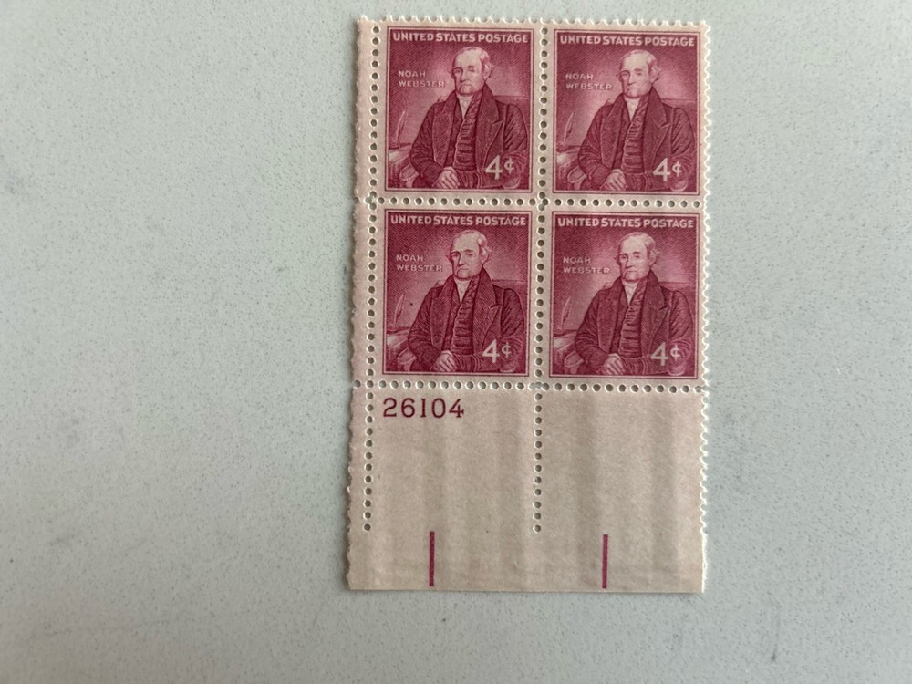 👉 1958 Noah Webster FDC Scott 1121 + Plate Block Dictionary History Set