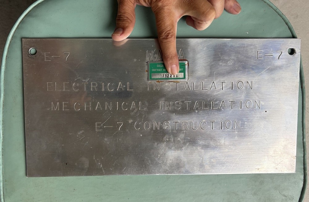 Vintage NASA Space E-7 Electrical Mechanical Construction Aluminum Panel