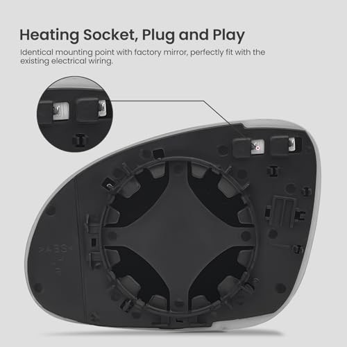 Passenger Side Mirror Glass Replacement Compatible with Right (Passenger Side)