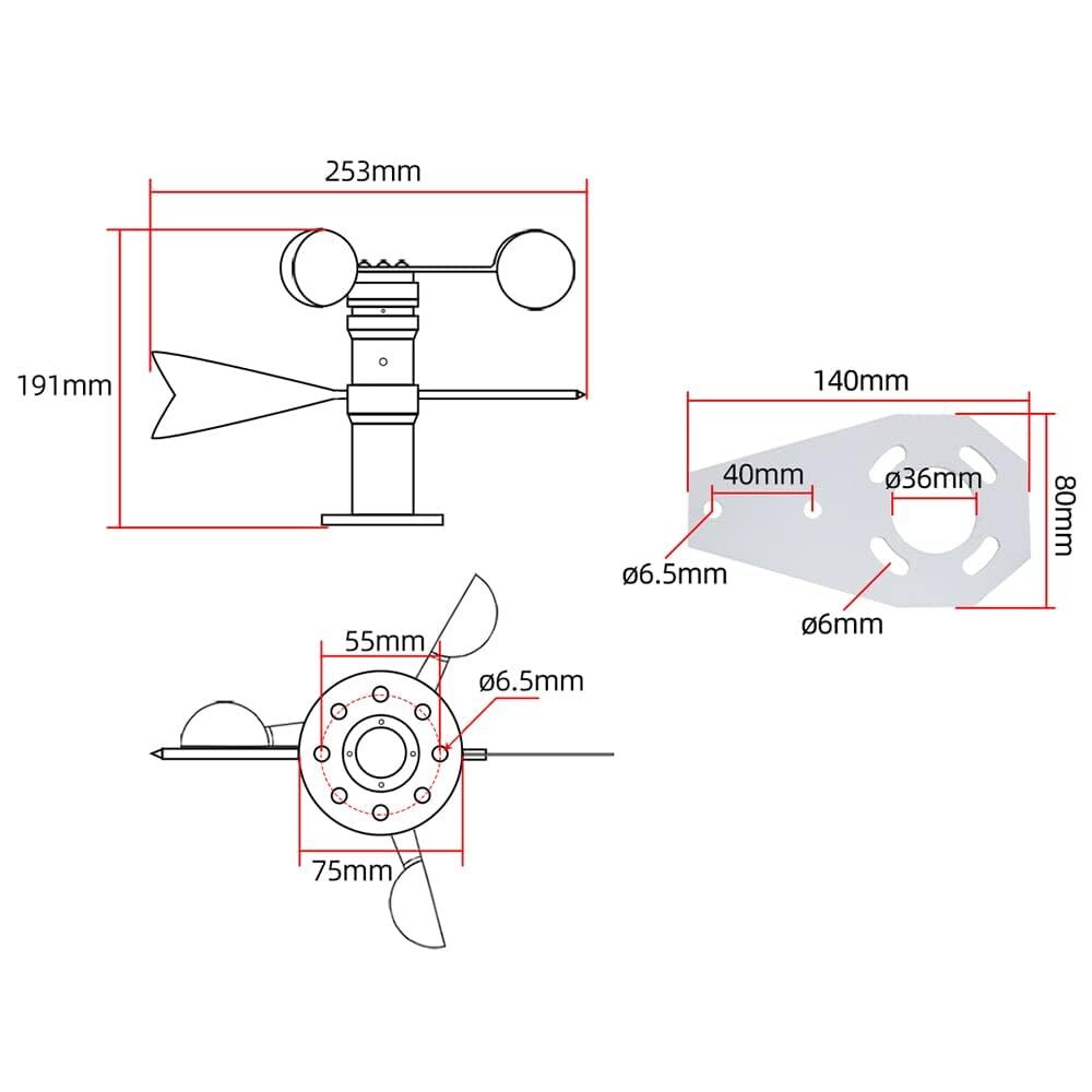 Wind Speed & Direction Integrated Sensor Wind Vane Transmitter Weather Detector