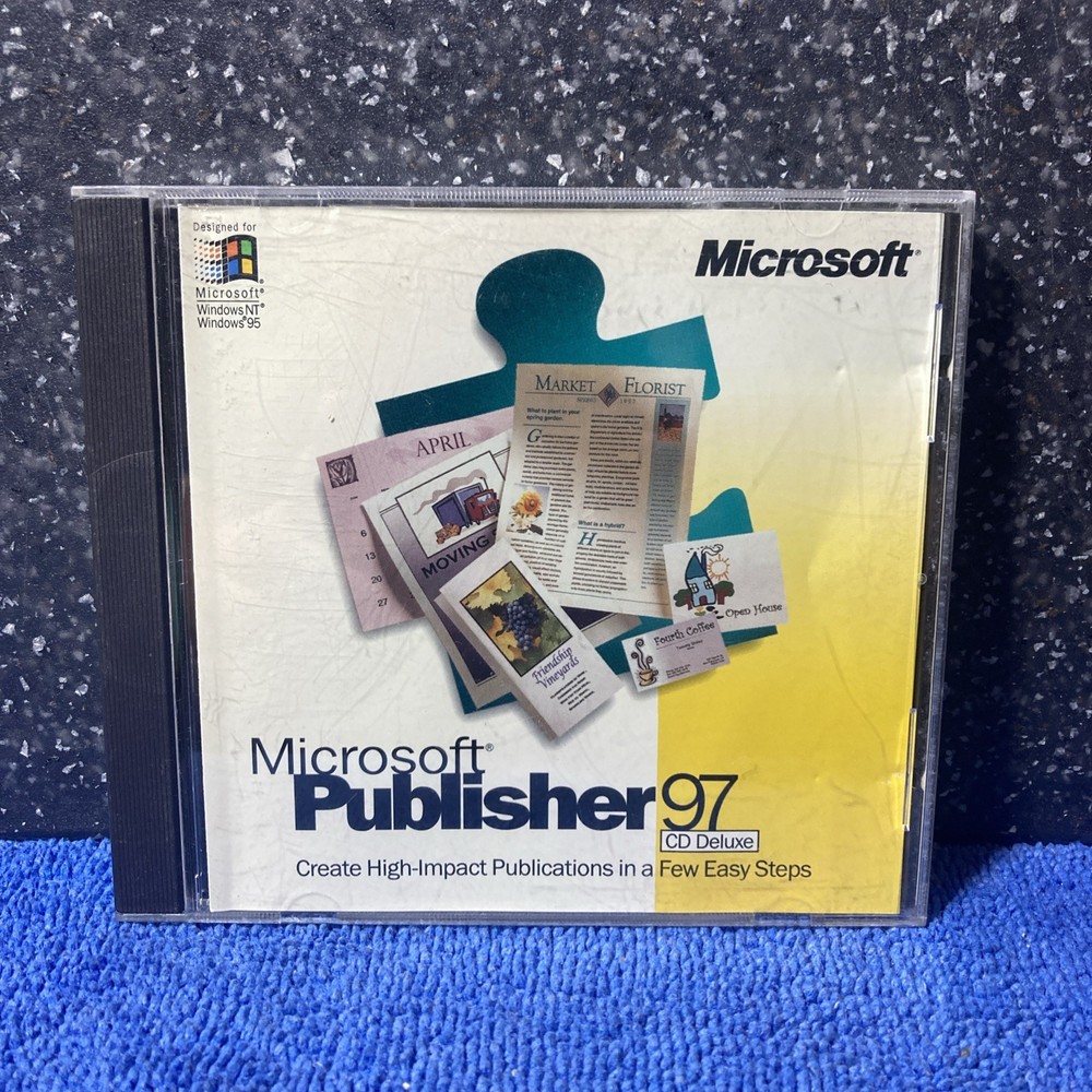 Microsoft Publisher 97 CD Deluxe Desktop Publishing Software Windows NT/95 + Key
