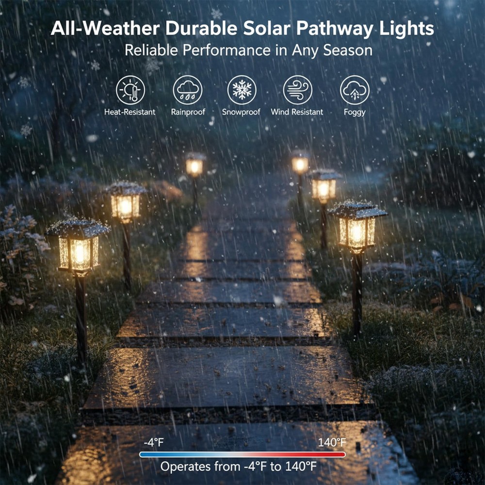 XMCOSY+ Solar Pathway Lights 4 Pack Warm White