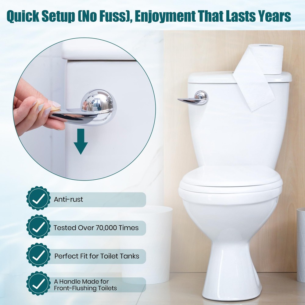 Enhon 1 Pack Universal Toilet Flush Handle Replacement Kit, Compatible Chrome