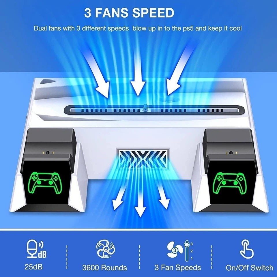 Efficient Cooling Fan Controller Charging Station For PS5 Playstation 5 Dualsens