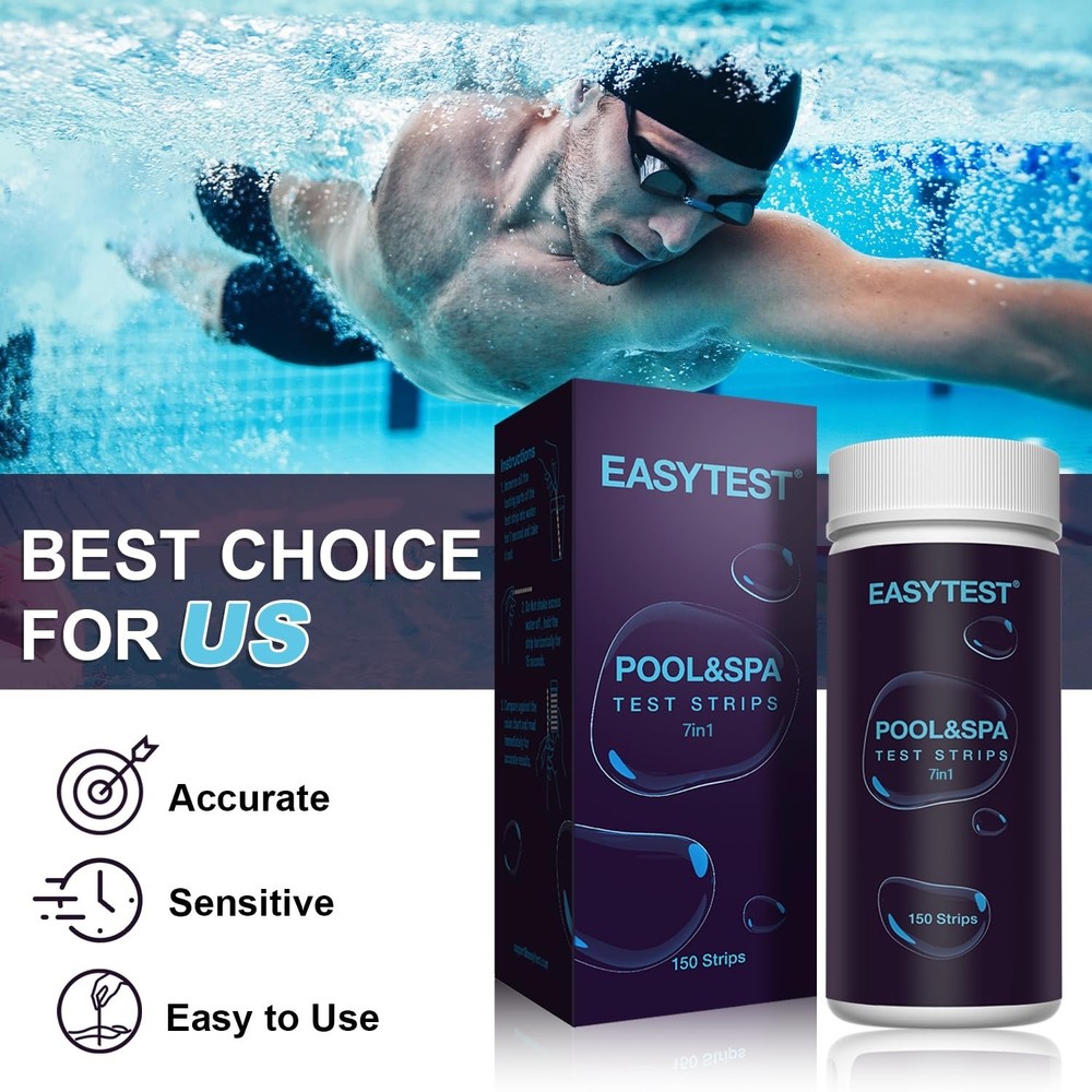 Easytest Pool Test Strips 150 Strips (7 Tests) For Hot Tubs & SpasTesting for PH