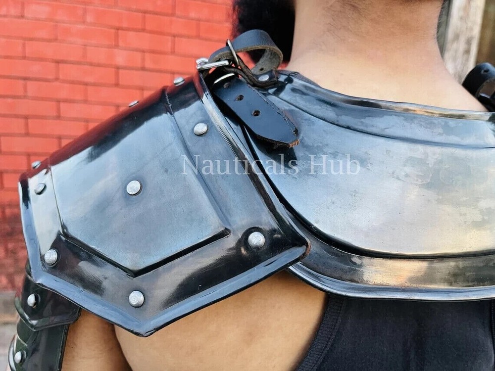 Medieval gorget shoulder set Larp armor orbweaver gorget set Medieval gorget