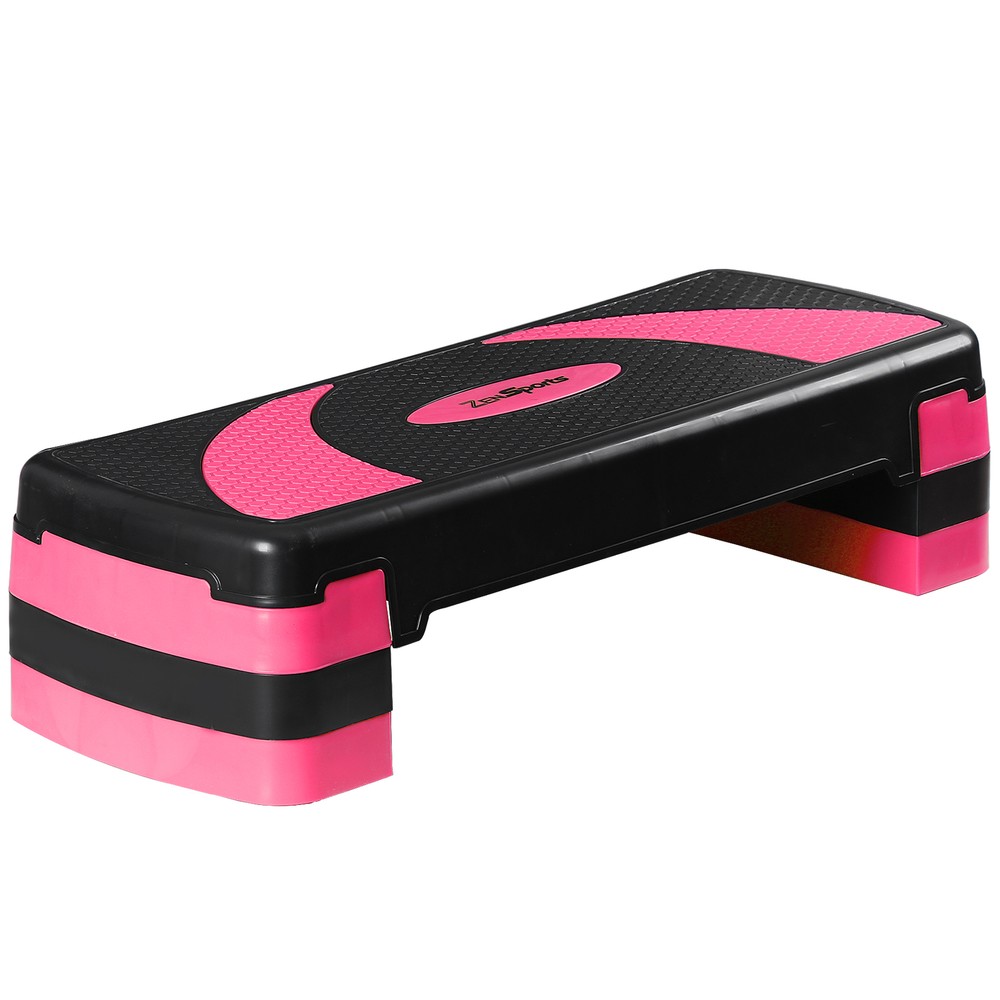 30" Aerobic Exercise Step Adjustable Aerobic Stepper Workout Step Platform Pink