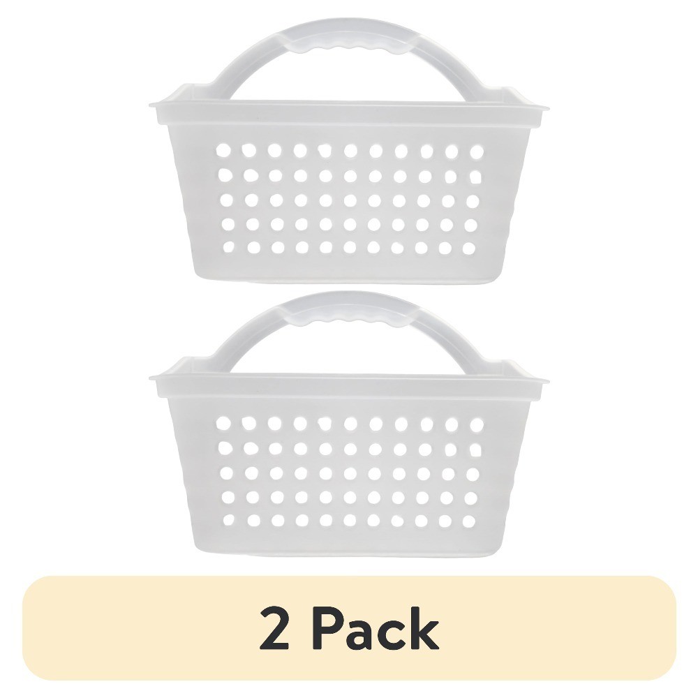 Portable Small Plastic Bath Organizer 2 Pack Frosted Storage