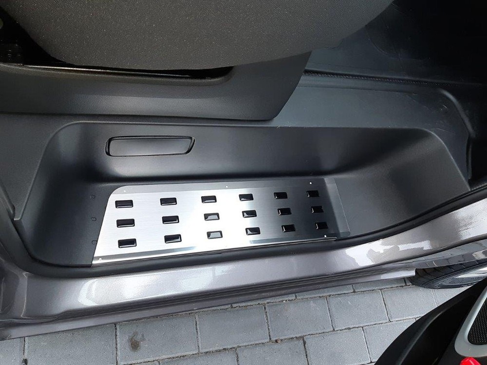 Renault Trafic 2014- Black Front Inner Step Covers | Silver