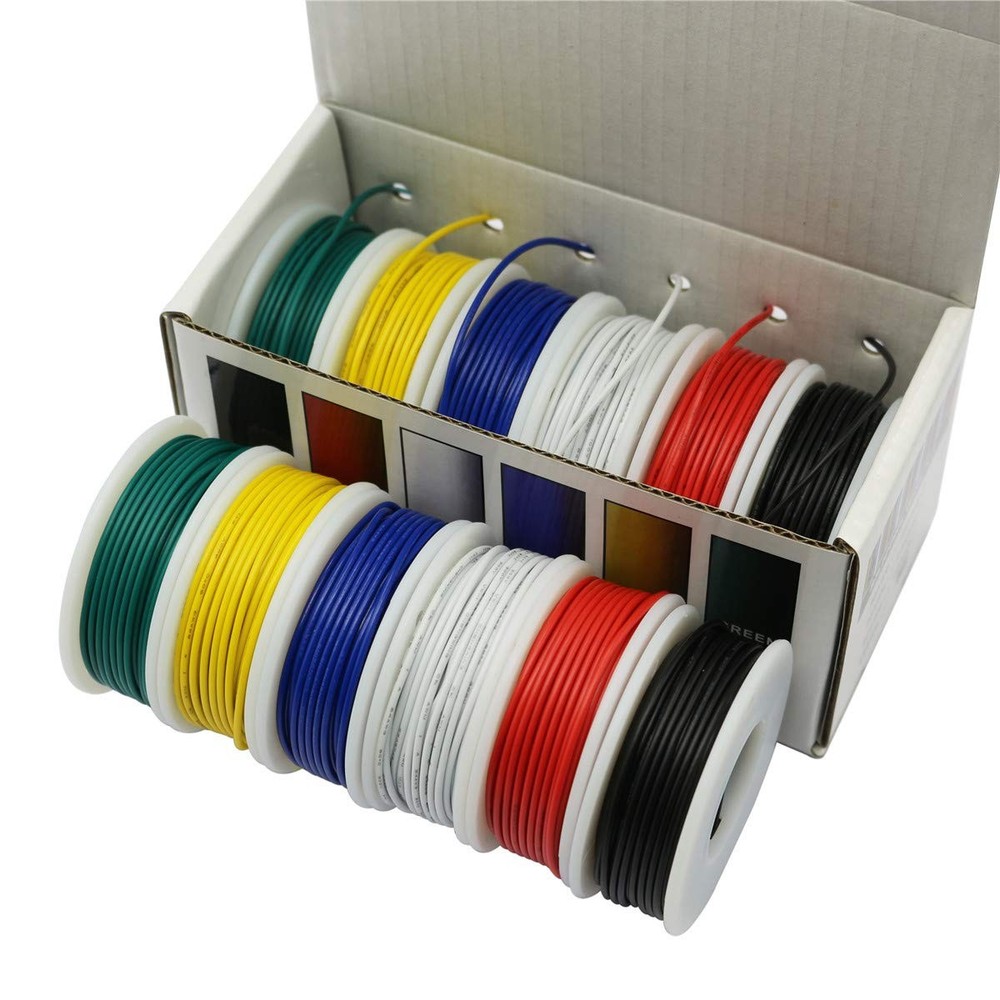 Electrical Wire Hook up Wire Kit (Solid Wire) 26 Gauge 6 Colors 32.8 feet Eac...