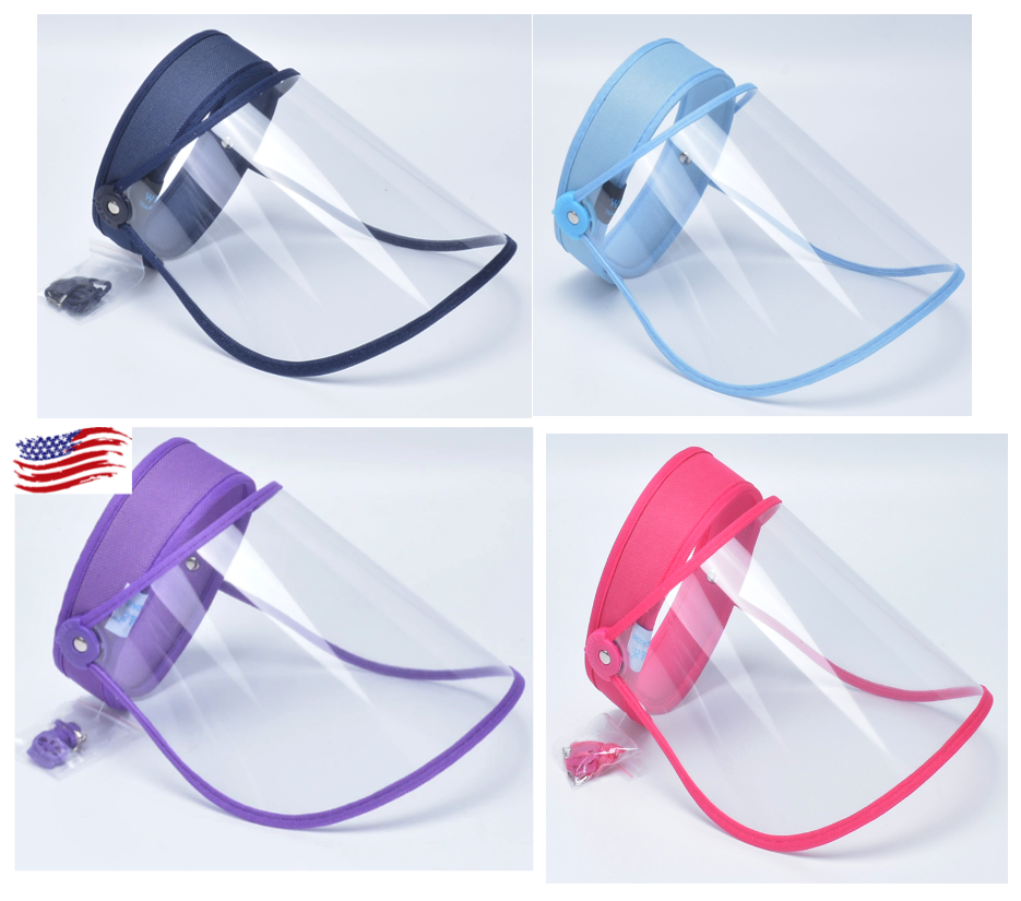 4 Pack Adjustable & Reusable Flip Up Face Shield Visor, up & down movement.