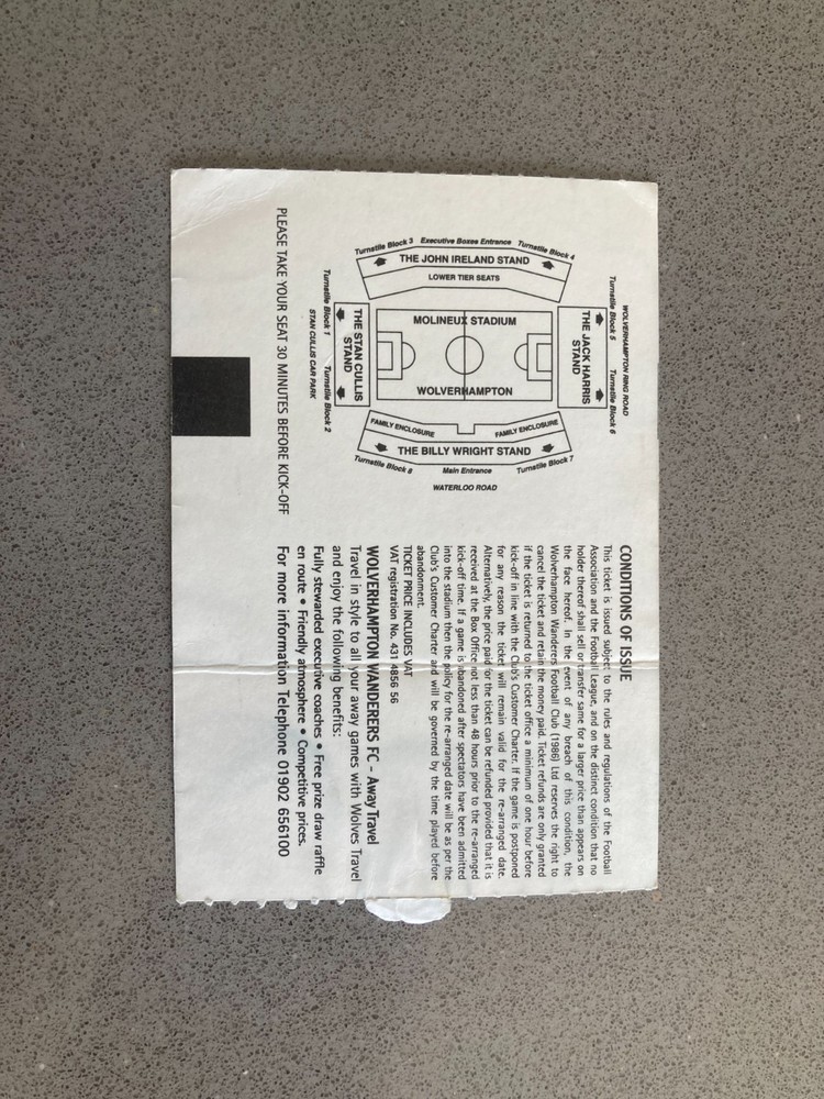 Wolverhampton Wanderers v Reading 2002-03 Match Ticket