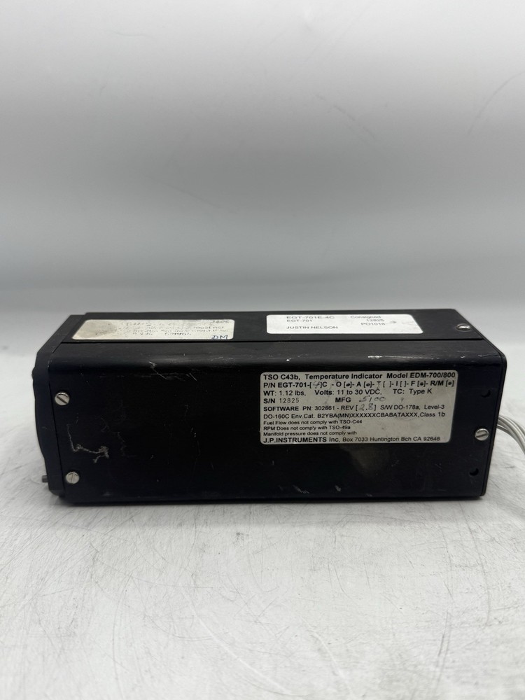 JP INSTRUMENTS TEMPERATURE INDICATOR EDM-700/800 P/N EGT-701-4C READ