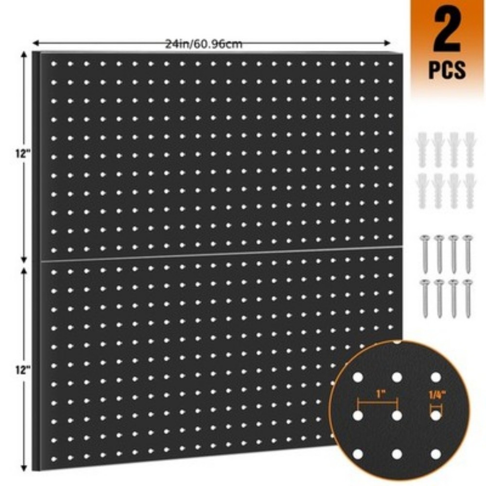 2PACK Pegboards Wall-Mounted Toolboard 24" x 12" Wall Organizer for Tool Storage