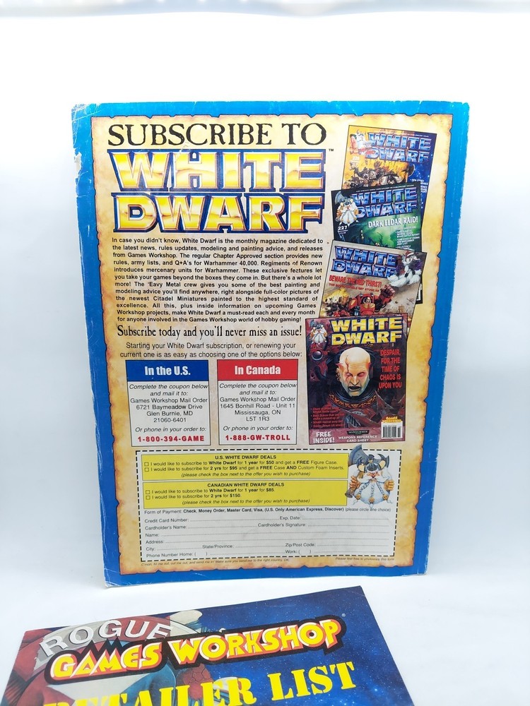 GW Citadel Catalog Citadel Miniatures Complete Catalog 1999 + Insert