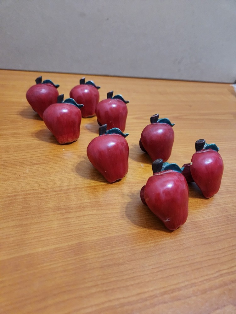 Set Of 8 Red Apple Fruit Shaped Drawer Cabinet Pulls Knobs
